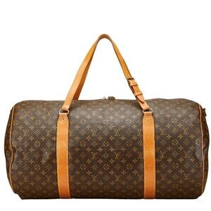 Louis Vuitton Monogram Sac Polochon Boston Bag Brown Leather